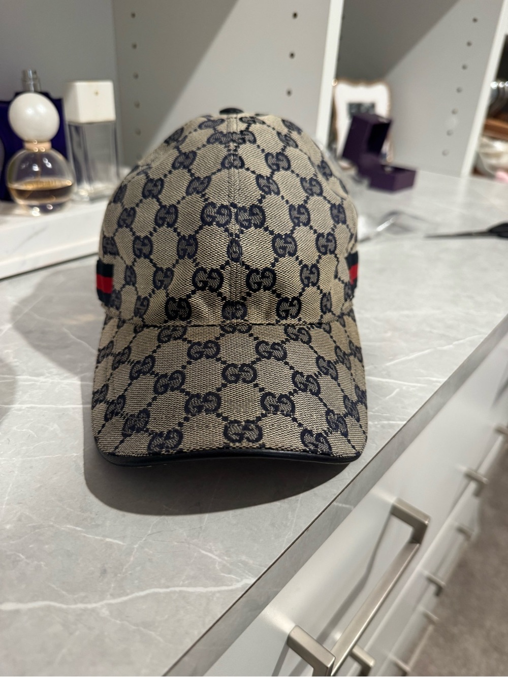 Gucci Men's GG Supreme Canvas Baseball Cap - Beige/Blue - Picture 4 of 6